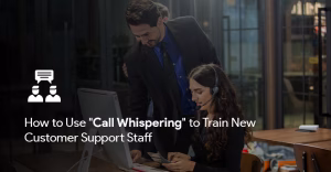 The image shows a senior helping a new trainee which can be easily done with Bonvoice feature called call whispering.